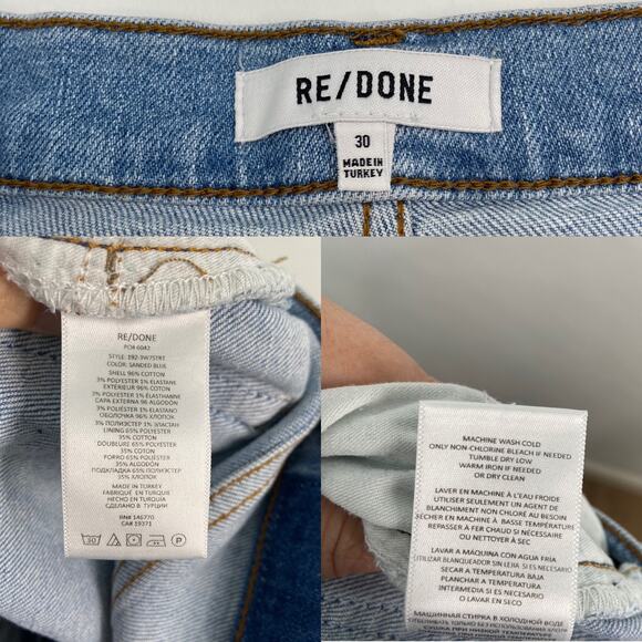 RE/DONE 70s Originals Straight Jeans Sanded Blue Denim Raw Hem Boho Size 30 - Picture 10 of 11